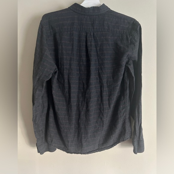 Marine Layer Mens Flannel Button Up Long Sleeve Shirt Sz M Grey Striped Pocket - Picture 2 of 6